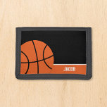 Basketball Personalised Kids Name Trifold Wallet<br><div class="desc">This cute basketball wallet makes a great gift for a little boy. Easily personalise this custom name!</div>