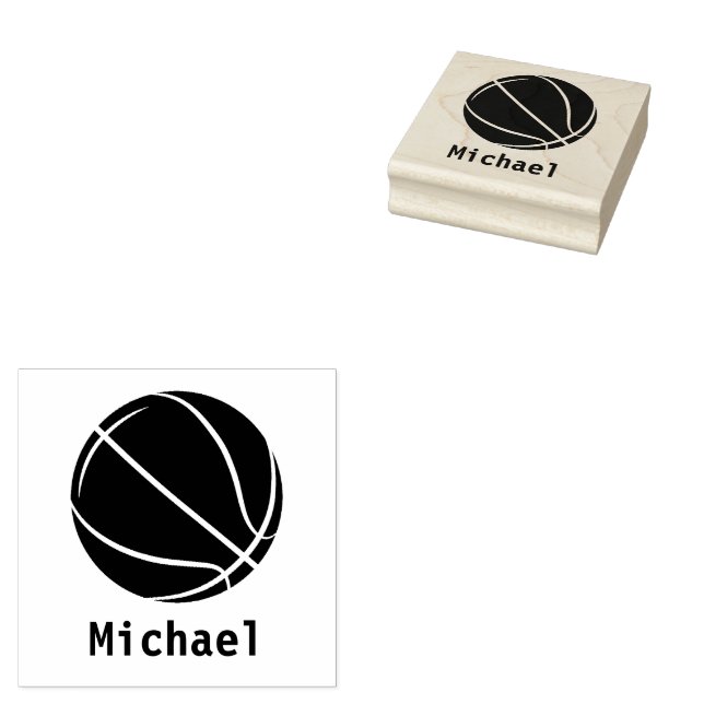 Basketball  Personalised Name Rubber Stamp (Stamped)