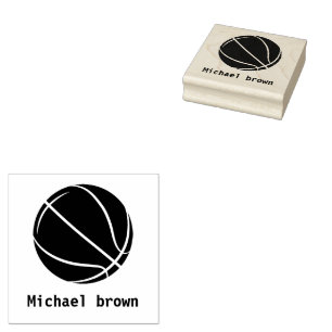 Basketball  Personalised Name Rubber Stamp