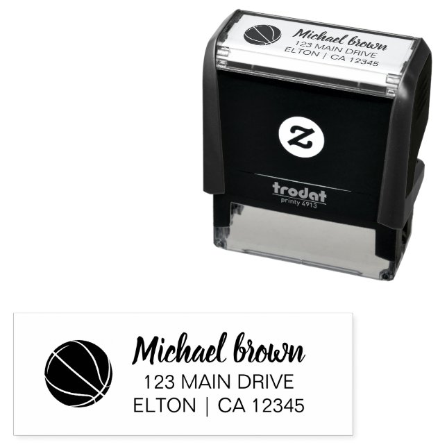 Basketball Personalised  Return Address  Self-inking Stamp (In Situ)