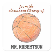 Basketball personalised teacher gift bookplate