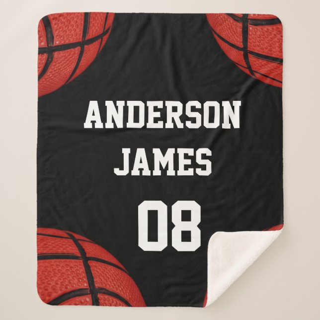 Basketball Personalised  with name and number Sherpa Blanket (Front)