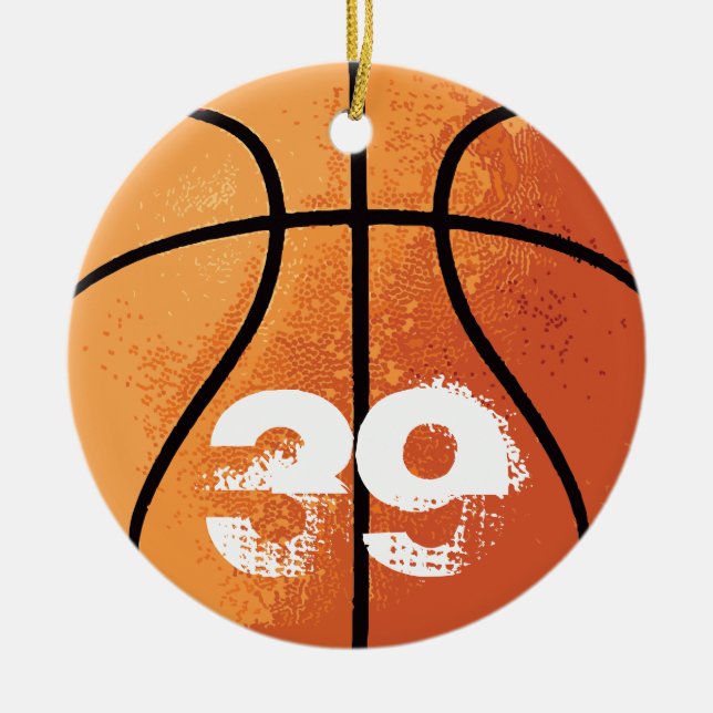 Basketball (Personalizable) Ceramic Tree Decoration (Front)