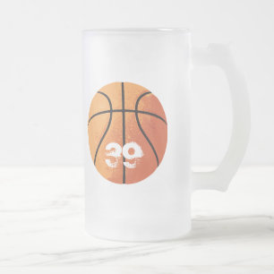 Basketball (Personalizable) Frosted Glass Beer Mug