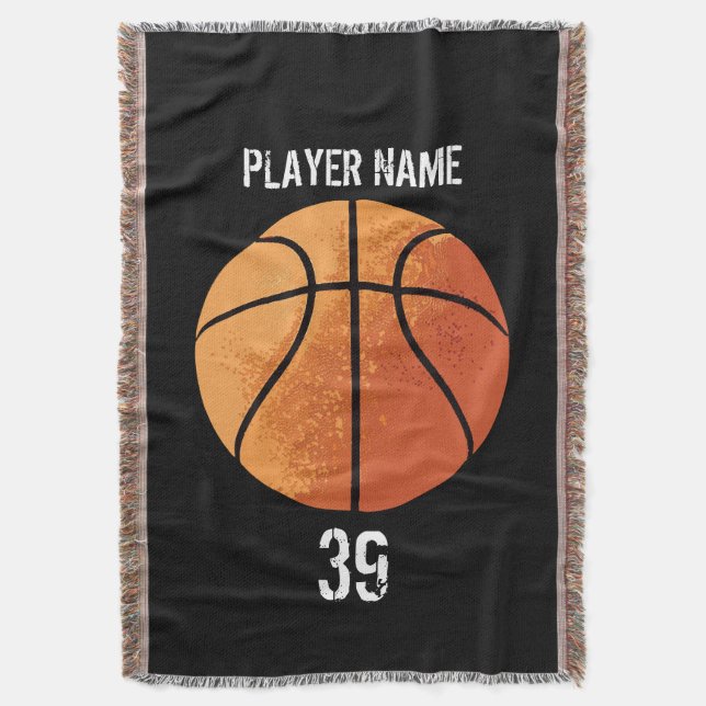 Basketball (Personalizable) Throw Blanket (Front Vertical)