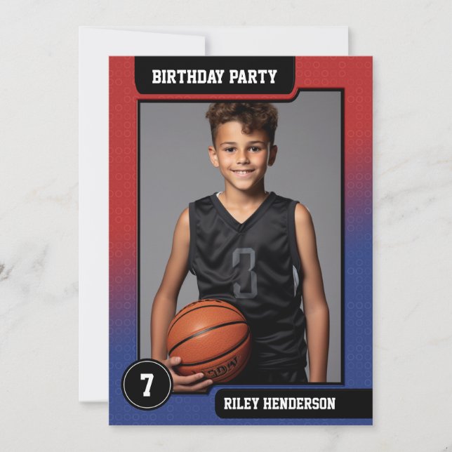 Basketball Photo Cards Boys Birthday Party (Front)
