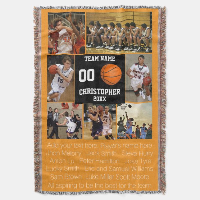 Basketball photo collage fleece blanket (Front Vertical)
