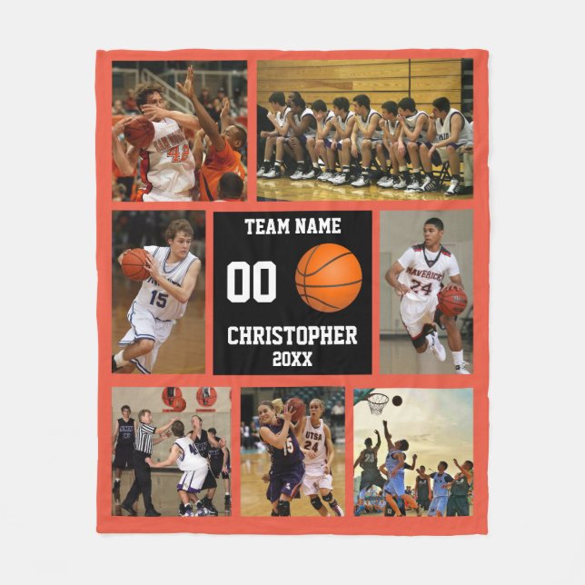 Basketball photo collage fleece blanket (Front)