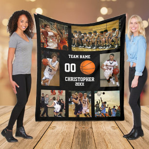 Basketball photo collage fleece blanket