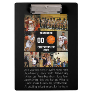 Basketball photo collage fleece blanket clipboard
