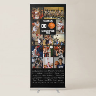 Basketball photo collage fleece blanket retractable banner