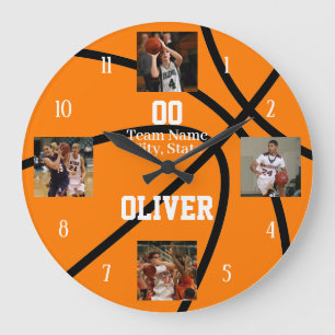 Basketball Photo Collage Large Clock
