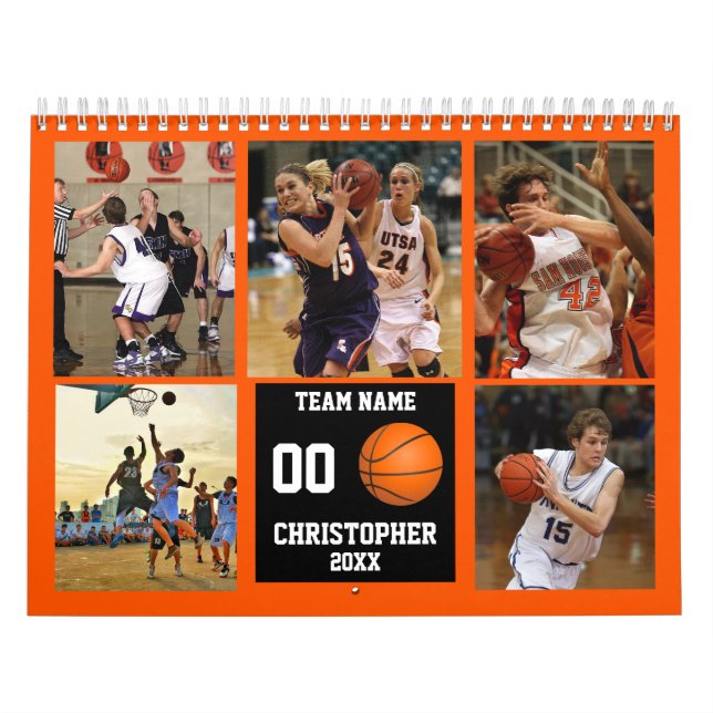 Basketball Photo Collage Personalised Calendar (Cover)