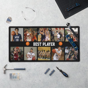 Basketball photo collage template desk mat