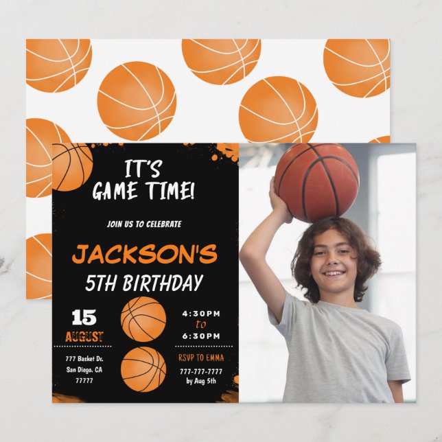 basketball Photo Invitation (Front/Back)