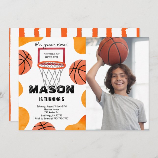basketball Photo Invitation (Front/Back)