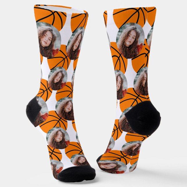 Basketball Photo Template Socks (Angled)