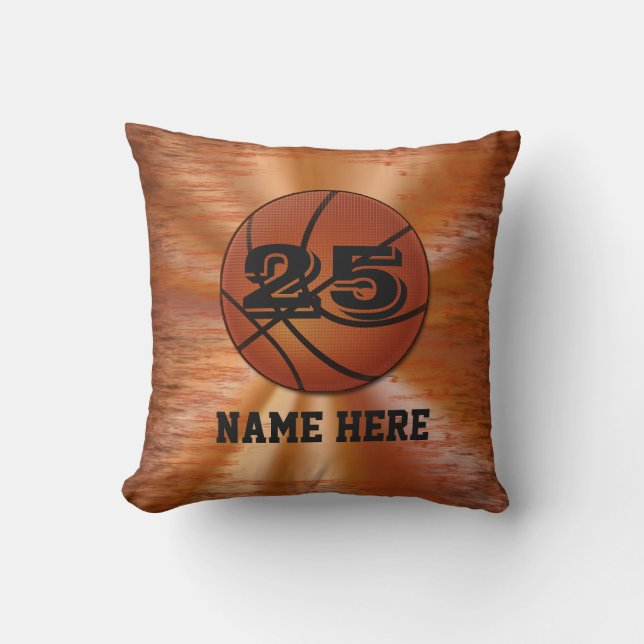 Basketball Pillows with YOUR NAME & JERSEY NUMBER (Front)