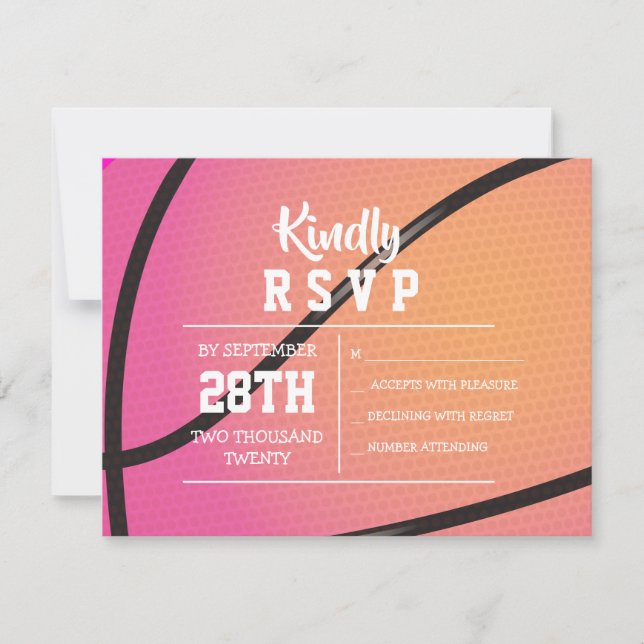 BASKETBALL PINK Bat Mitzvah Invitation (Front)