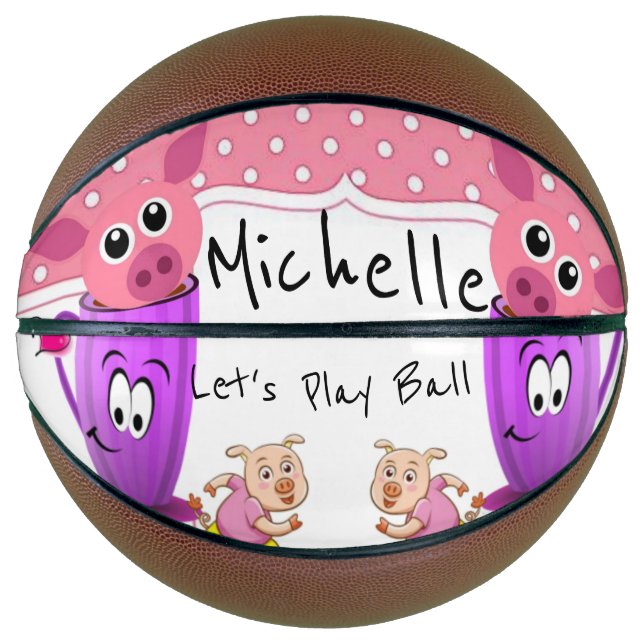 Basketball Pink Pigs Mugs (Front)