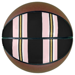 Basketball Pink & White Gold Black Stripe
