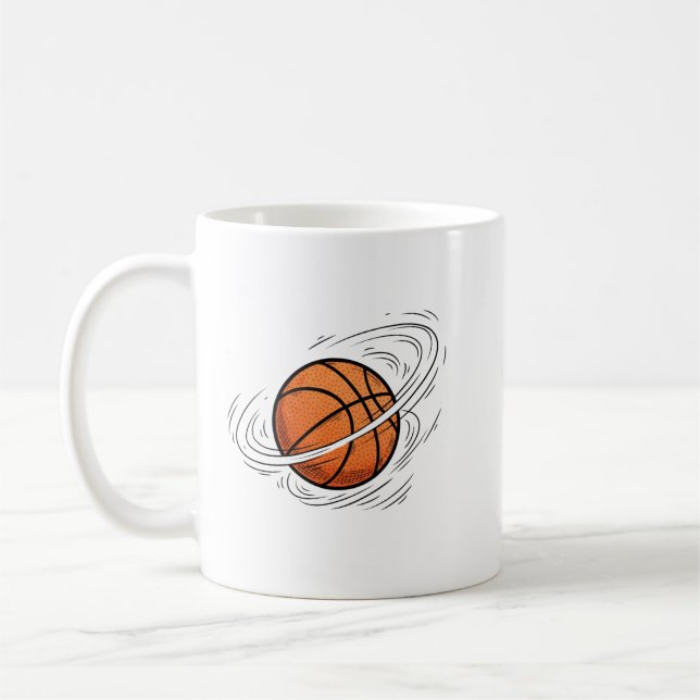 Basketball Planet Saturn Space Illustration  Coffee Mug (Left)