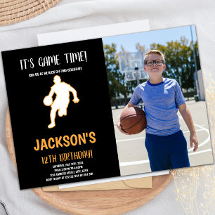 Basketball Play Birthday Invitation with Photo