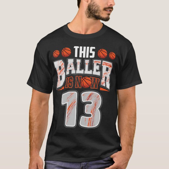 Basketball Player 13 Years Old Boy Basketball 13Th T-Shirt (Front)