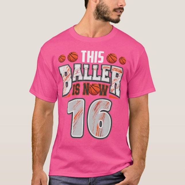 Basketball Player 16 Years Old Boy Basketball 16Th T-Shirt (Front)