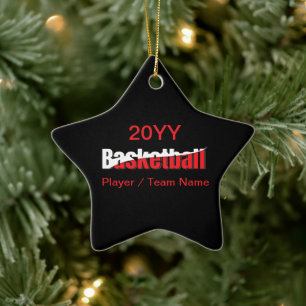 Basketball Player Abstract Swish - Word Art Ceramic Tree Decoration