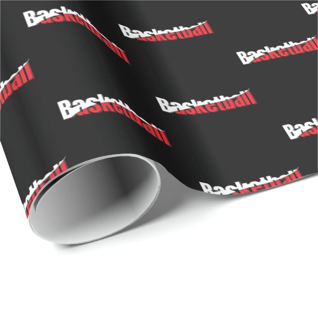 Basketball Player Abstract Swish - Word Art Wrapping Paper (Roll Corner)