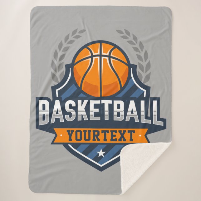 Basketball Player ADD NAME Varsity School Team Sherpa Blanket (Front)