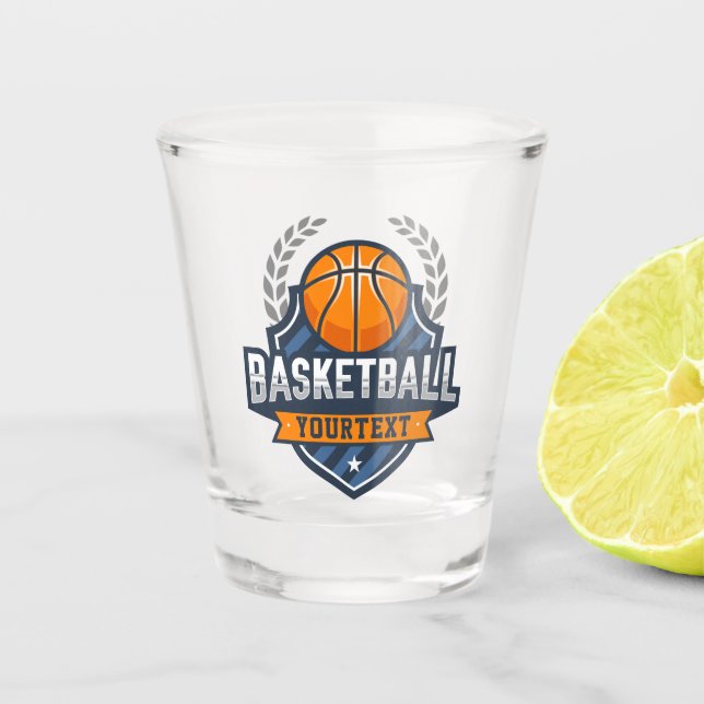 Basketball Player ADD NAME Varsity School Team Shot Glass (Front)