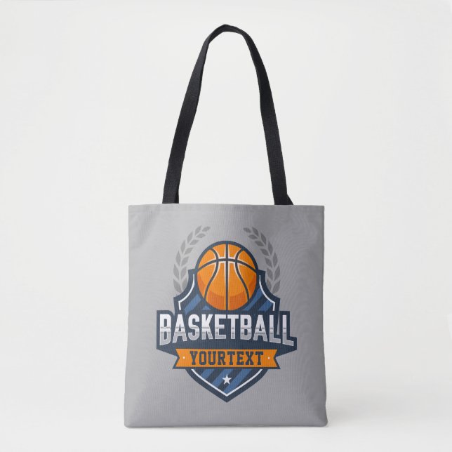 Basketball Player ADD NAME Varsity School Team Tote Bag (Front)
