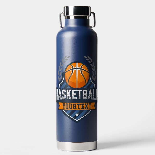 Basketball Player ADD NAME Varsity School Team Water Bottle (Front)