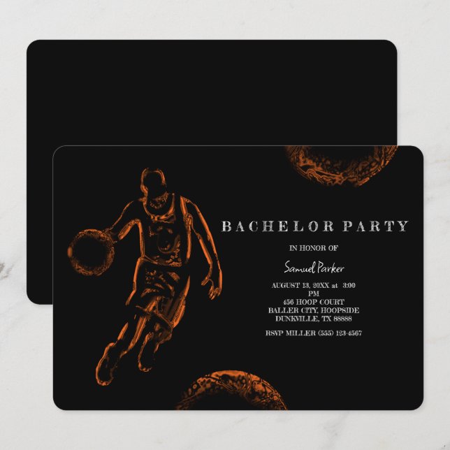 Basketball Player Bachelor / Birthday Party Sports Invitation (Front/Back)
