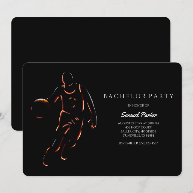 Basketball Player Bachelor / Birthday Party Sports Invitation (Front/Back)