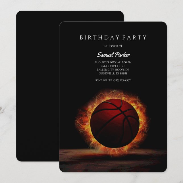 Basketball Player Bachelor / Birthday Party Sports Invitation (Front/Back)