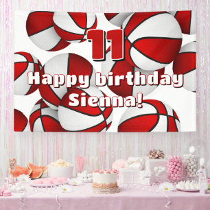basketball player birthday party red white banner