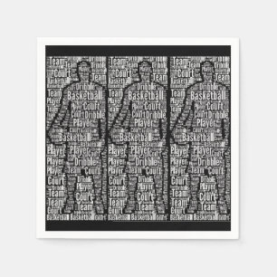 Basketball Player Black White Paper Napkins