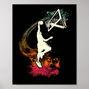 Basketball player boy VINTAGE Dunk Poster