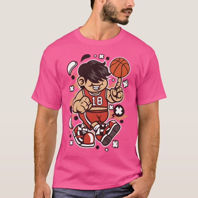 Basketball Player Cartoon Character - Funny 	 For  T-Shirt (Front)