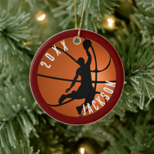 Basketball Player Christmas Ceramic Tree Decoration