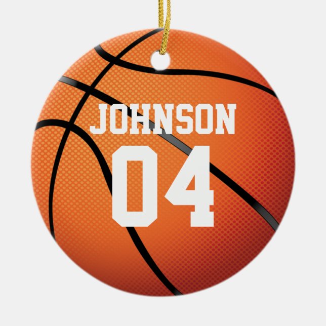 Basketball Player Christmas Ceramic Tree Decoration (Front)