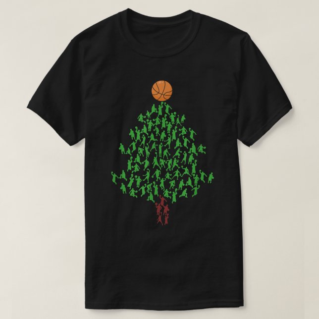 Basketball Player Christmas Tree Xmas  T-Shirt (Design Front)