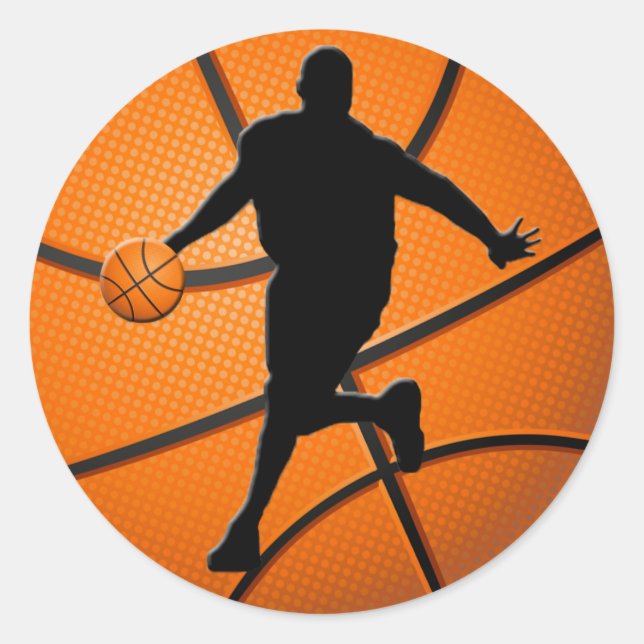 BASKETBALL PLAYER CLASSIC ROUND STICKER (Front)