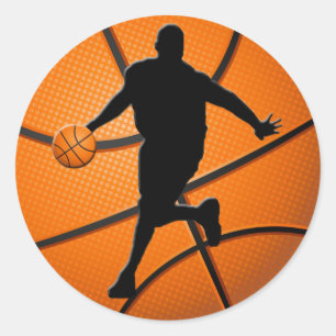 BASKETBALL PLAYER CLASSIC ROUND STICKER