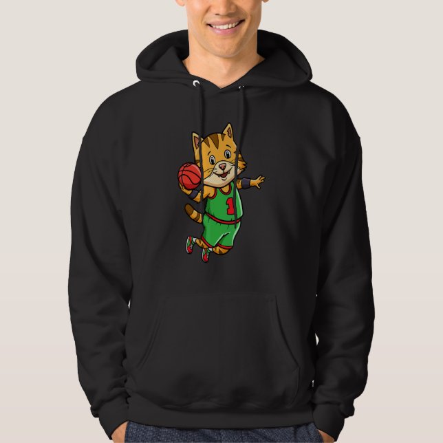 Basketball Player Coach Bball Hoop Cat Owner Hoodie (Front)