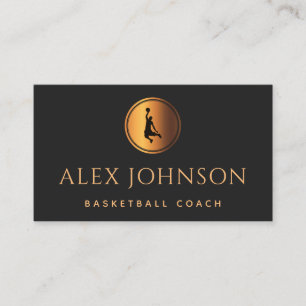Basketball Player Coach Silhouette Elegant Gold  B Business Card
