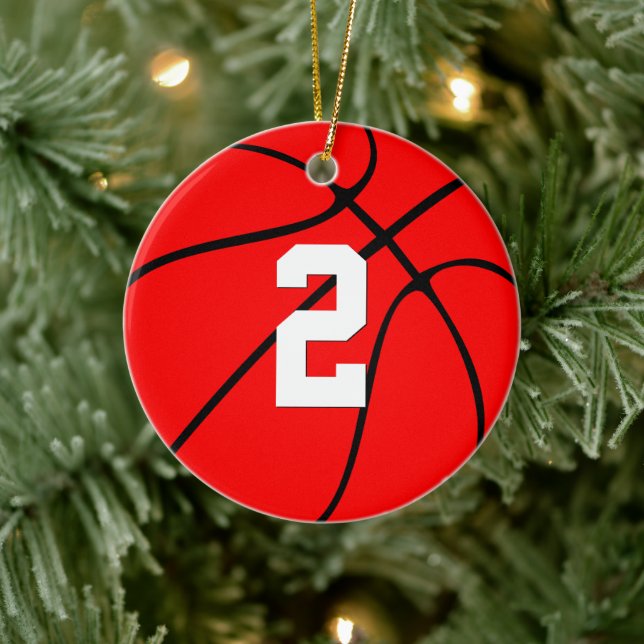 Basketball Player Custom Number Christmas Colours Ceramic Tree Decoration (Tree)